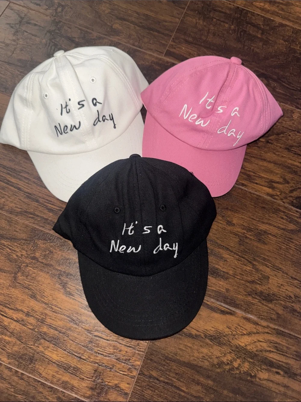 It's a New Day Kids Baseball Cap - White, Pink, Black